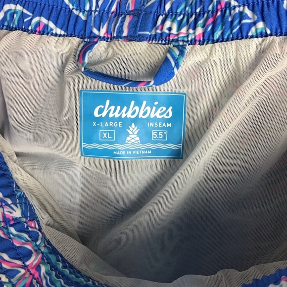 ⚡️Chubbies Men Cruise It Or Lose It 5.5" Blue Palm Leaf Print Swim Trunks XL - Picture 3 of 3